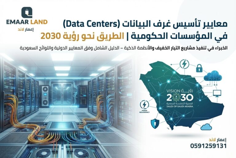 معايير تأسيس غرف البيانات (Data Centers) في السعودية | دليل إعمار لاند 2026