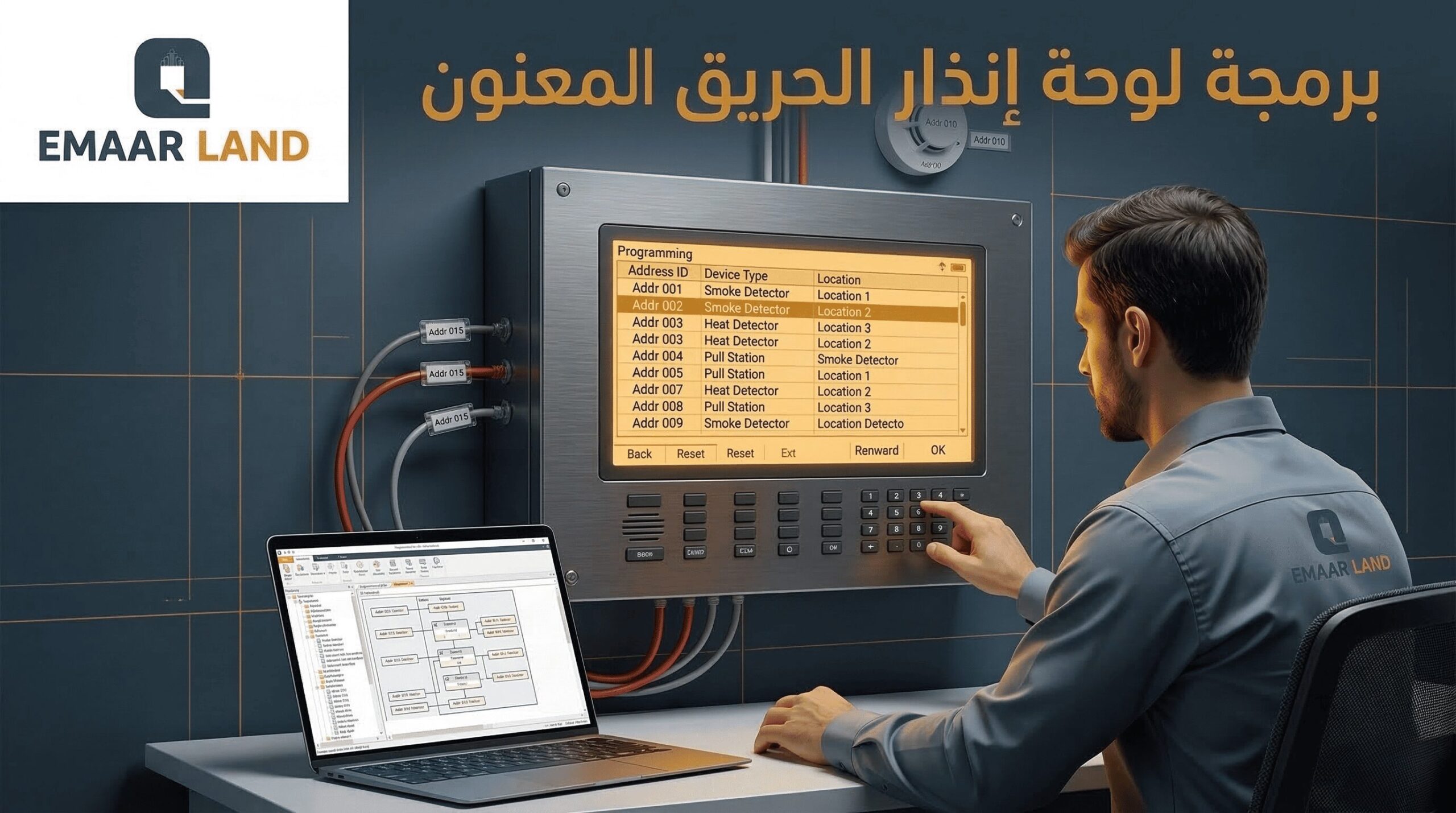 برمجة لوحة انذار الحريق المعنون