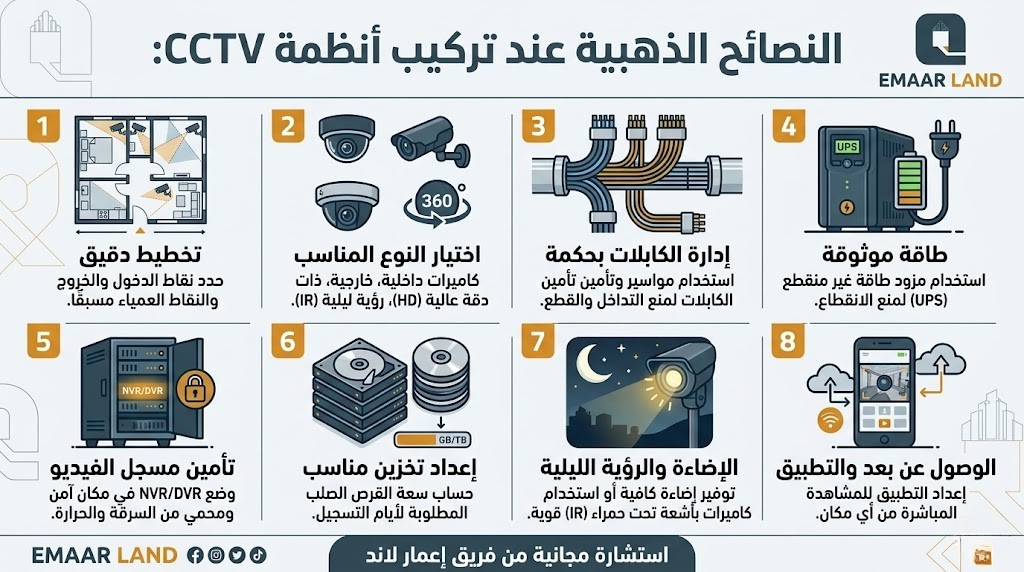 نصائح الذهبية عند تركيب أنظمة CCTV: