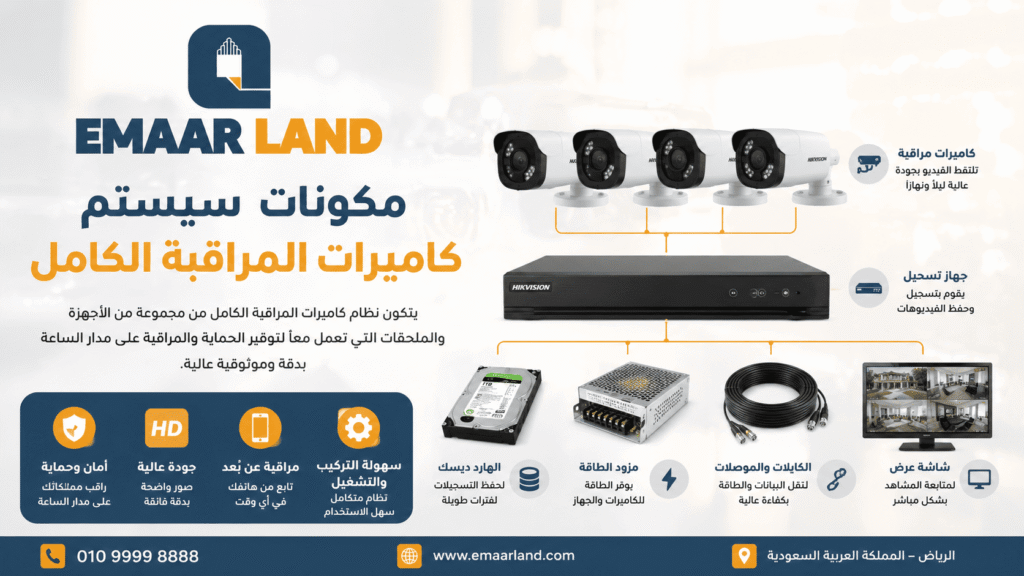 مكونات سيستم كاميرات مراقبة كامل