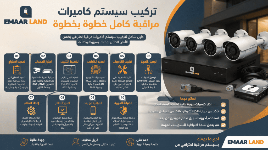 تركيب سيستم كاميرات مراقبة كامل خطوة بخطوة