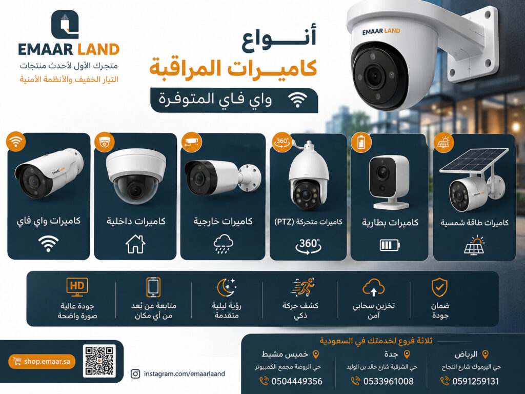 أنواع كاميرات المراقبة واي فاي المتوفرة