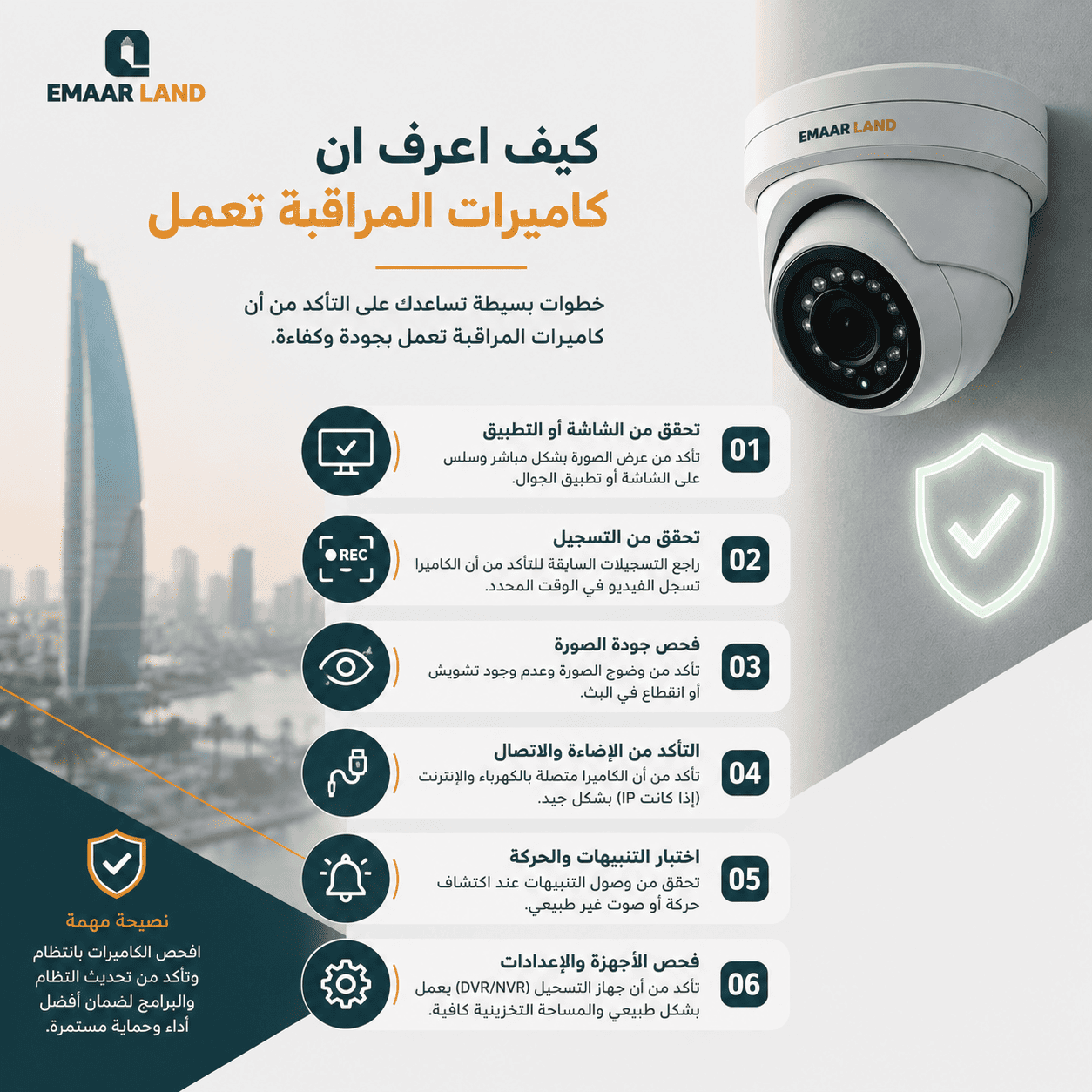كيف اعرف ان كاميرات المراقبة تعمل