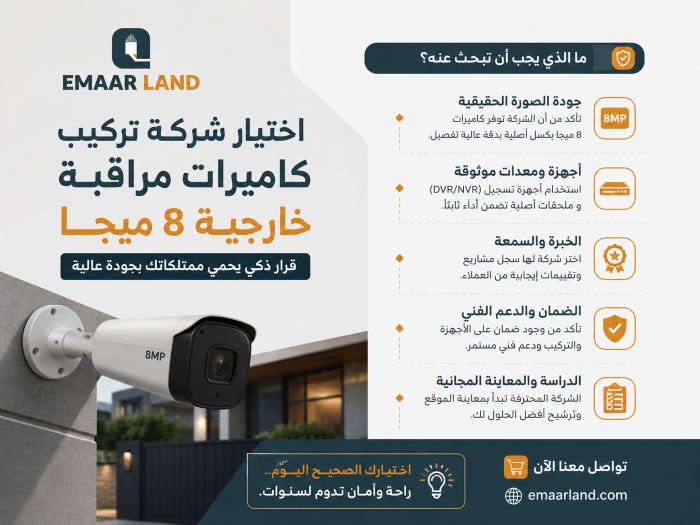 اختيار شركة تركيب كاميرات مراقبة خارجية 8 ميجا