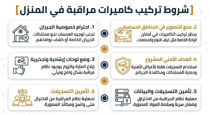 شروط تركيب كاميرات مراقبة في المنزل