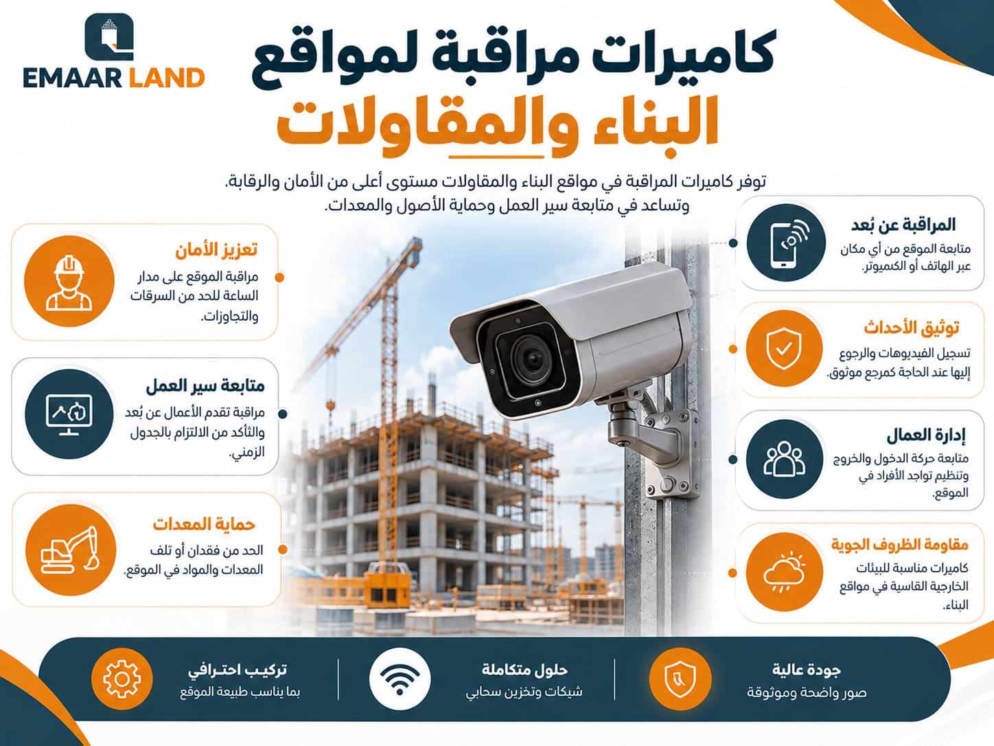 كاميرات مراقبة لمواقع البناء والمقاولات: كيف تختار النظام المناسب؟