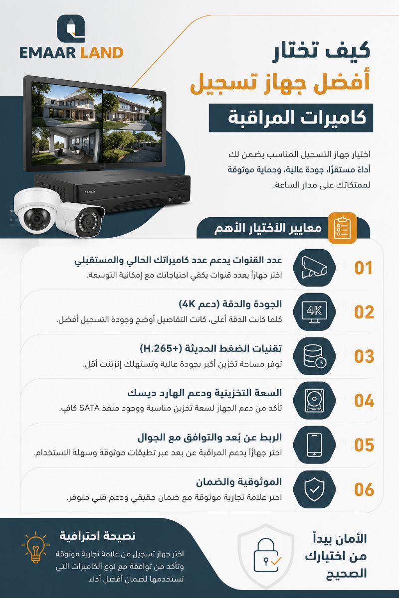 كيف تختار افضل جهاز تسجيل كاميرات المراقبة