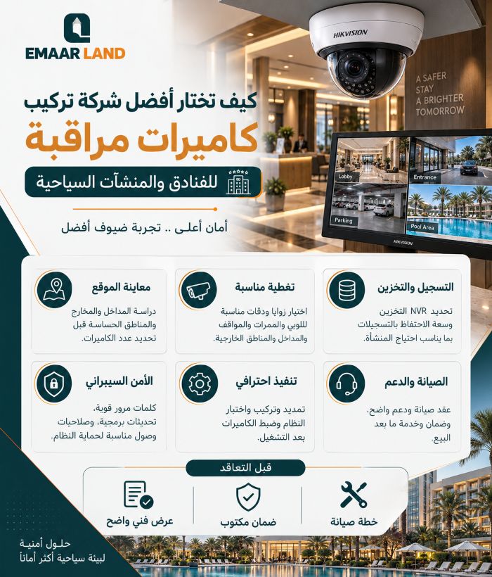 كيف تختار افضل شركة تركيب كاميرات مراقبة للفنادق والمنشآت السياحية