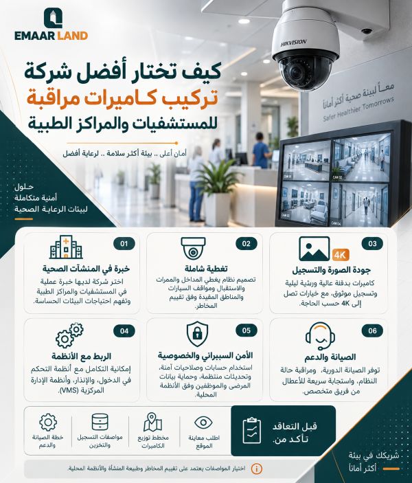 كيف تختار افضل شركة تركيب كاميرات مراقبة للمستشفيات والمراكز الطبية