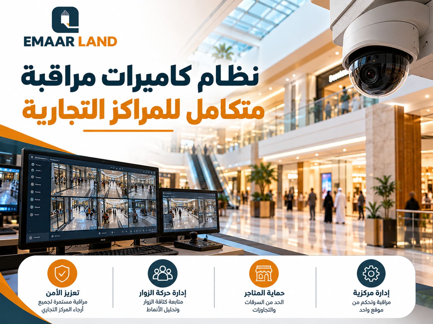 نظام كاميرات مراقبة متكامل للمراكز التجارية